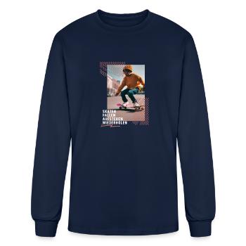 Skateboard Skater Sk8 Sport Cool Trick Kickflip - Men's Long Sleeve T-Shirt - navy - Front