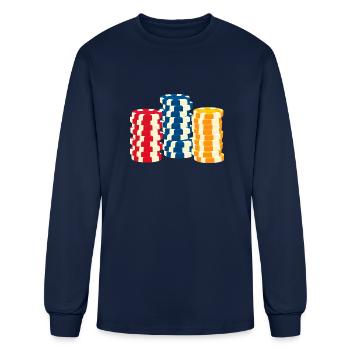 Poker Chips Casino Luck Playing Gambling Win Gift - Men's Long Sleeve T-Shirt - navy - Front