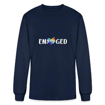 Engayged Gay Wedding LGBTQ Acceptance Rainbow - Men's Long Sleeve T-Shirt - navy - Front