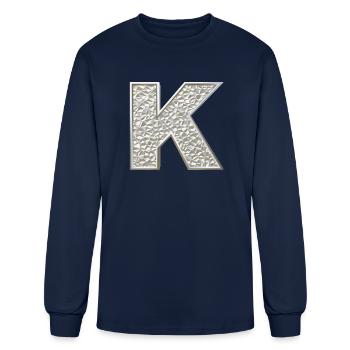 K, letter, letter K, initial, initial K, monogram, - Men's Long Sleeve T-Shirt - navy - Front