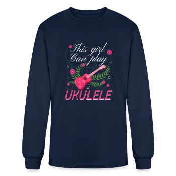 Play Ukulele - Men's Long Sleeve T-Shirt - navy - Front