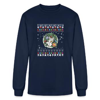 Cat Christmas Decor - Men's Long Sleeve T-Shirt - navy - Front