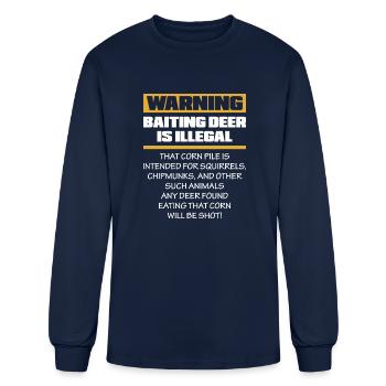 Warning Baiting Whitetail Deer Hunting Animal - Men's Long Sleeve T-Shirt - navy - Front