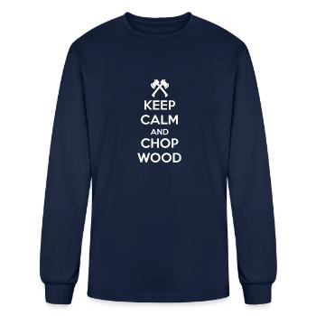 Chop Wood, Keep Calm - Men's Long Sleeve T-Shirt - navy - Front