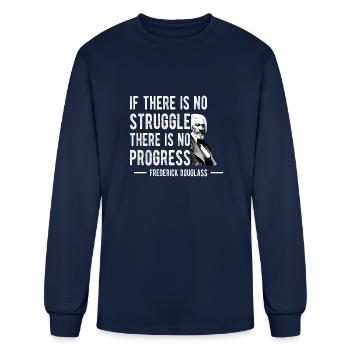 Frederick Douglas No Struggle Progress Black - Men's Long Sleeve T-Shirt - navy - Front