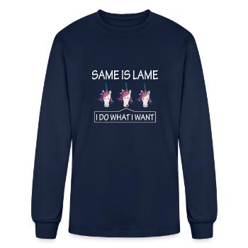LGBT Same Is Lame Rainbow Unicorn Gift - Men's Long Sleeve T-Shirt - navy - Front