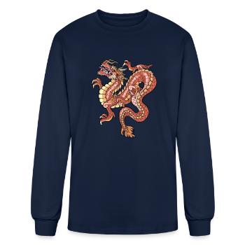 big red chinese dragon - Men's Long Sleeve T-Shirt - navy - Front