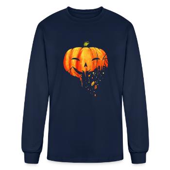 Jack O Lantern Carved Pumpkin Falling Into Pieces - Men's Long Sleeve T-Shirt - navy - Front