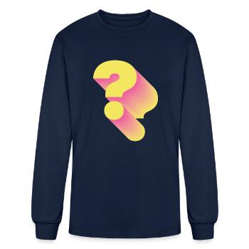 Retro Question Mark Punctuation - Men's Long Sleeve T-Shirt - navy - Front