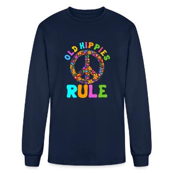 Piece Hippie Rule - Men's Long Sleeve T-Shirt - navy - Front