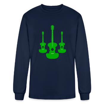 Green Acoustic Guitar - Men's Long Sleeve T-Shirt - navy - Front
