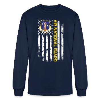 Air National Guard American Flag - Men's Long Sleeve T-Shirt - navy - Front