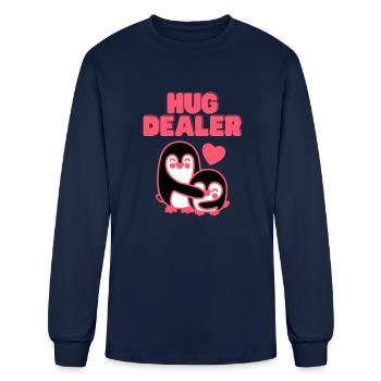 Hug Dealer Hugging Penguins - Men's Long Sleeve T-Shirt - navy - Front