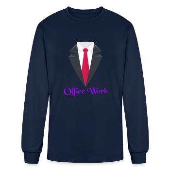 Office Dress - Men's Long Sleeve T-Shirt - navy - Front
