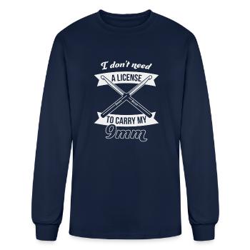 I Dont Need A License To Carry My 9mm - Men's Long Sleeve T-Shirt - navy - Front
