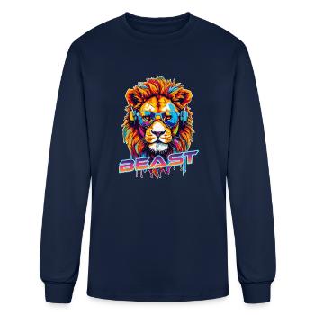 Beast Lion - Men's Long Sleeve T-Shirt - navy - Front