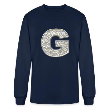 G, letter, letter G, initial, initial G, monogram, - Men's Long Sleeve T-Shirt - navy - Front
