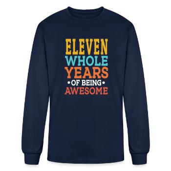 11th Birthday Eleven Whole Years Of Awesome, Age - Men's Long Sleeve T-Shirt - navy - Front