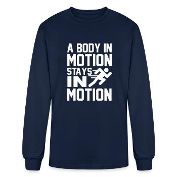 A body in motion stays in motion runner T - Men's Long Sleeve T-Shirt - navy - Front