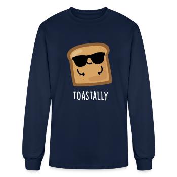 Toastally Cute Toast Bread - Men's Long Sleeve T-Shirt - navy - Front