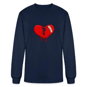 Bandaged Broken Heart Divorce Breakup Heartbroken - Men's Long Sleeve T-Shirt - navy - Front