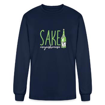 Sake Onegaishimasu Sake Please Sake Lover Japanese - Men's Long Sleeve T-Shirt - navy - Front