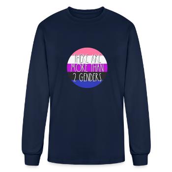 There Are More Than 2 Genders Genderfluid Flag - Men's Long Sleeve T-Shirt - navy - Front