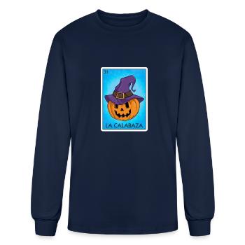 La Calabaza Pumpkin Card Mexican Lottery Card - Men's Long Sleeve T-Shirt - navy - Front