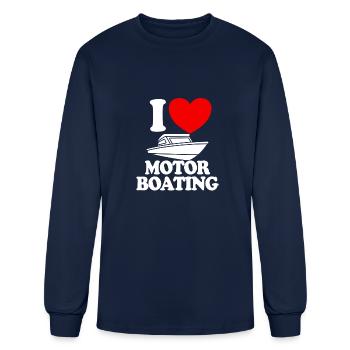 I Love Motor Boating Boat Owner Love Motor Boating - Men's Long Sleeve T-Shirt - navy - Front