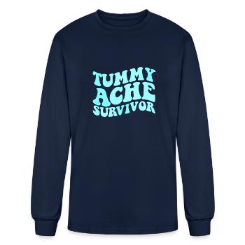 Tummy Ache Survivor Stomachache Funny Tummy Ache - Men's Long Sleeve T-Shirt - navy - Front
