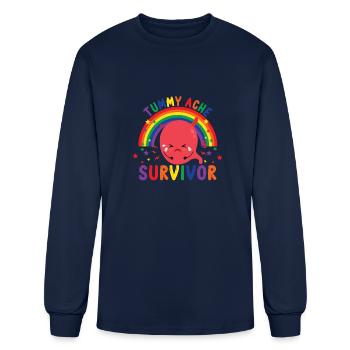 Tummy Ache Survivor Stomachache Funny Tummy Ache - Men's Long Sleeve T-Shirt - navy - Front