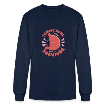 Tummy Ache Survivor Stomachache Kids Tummy Ache - Men's Long Sleeve T-Shirt - navy - Front