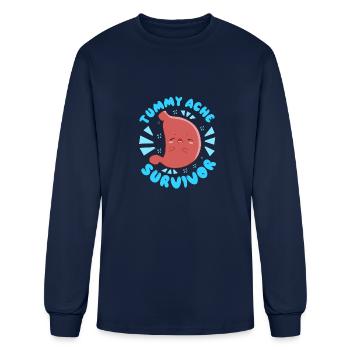 Tummy Ache Survivor Stomachache Kids Tummy Ache - Men's Long Sleeve T-Shirt - navy - Front