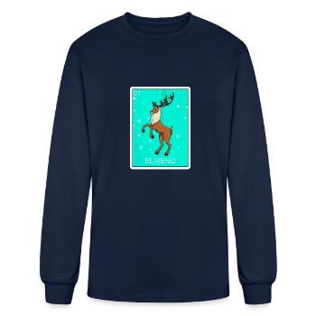 El Reno Reindeer Card Mexican Lottery Christmas - Men's Long Sleeve T-Shirt - navy - Front