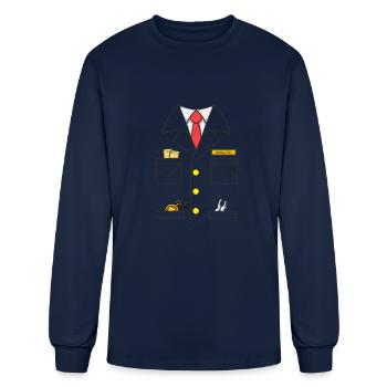 Train Conductor Costume Halloween Train Conductor - Men's Long Sleeve T-Shirt - navy - Front