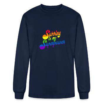 Subbing Is My Superpower Rainbow Sub Teacher - Men's Long Sleeve T-Shirt - navy - Front