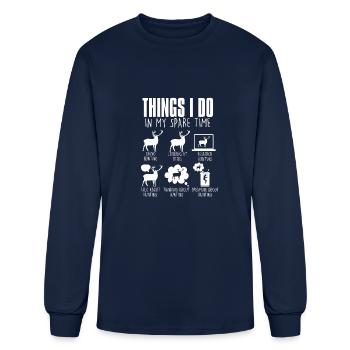 Things I Do In My Spare Time Deer Hunter Hunting - Men's Long Sleeve T-Shirt - navy - Front