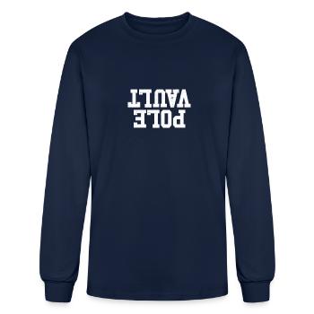 Pole Vault Upside Down Funny Pole Vaulting Vault - Men's Long Sleeve T-Shirt - navy - Front