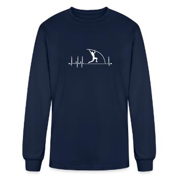 Pole Vault Heatbeat Pulse EKG Pole Vaulting Vault - Men's Long Sleeve T-Shirt - navy - Front