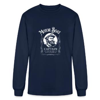 Motor Boat Captain - Men's Long Sleeve T-Shirt - navy - Front
