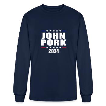 John Pork 2024 John Pork - Men's Long Sleeve T-Shirt - navy - Front