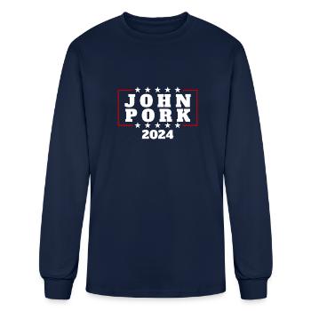 John Pork 2024 John Pork - Men's Long Sleeve T-Shirt - navy - Front