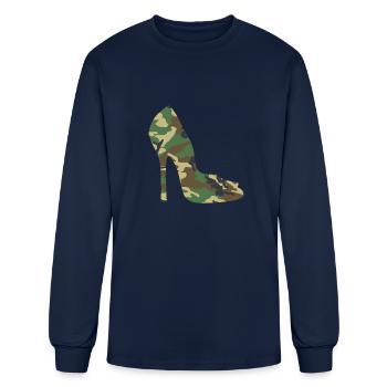Heels Woodland Camo Women's Camouflage High Heels - Men's Long Sleeve T-Shirt - navy - Front