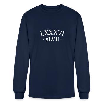 8647 LXXXVI XLVII Roman Numerals Subtle Anti Trump - Men's Long Sleeve T-Shirt - navy - Front