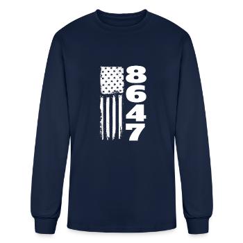 86 47 American Flag 8647 Subtle Anti Trump - Men's Long Sleeve T-Shirt - navy - Front