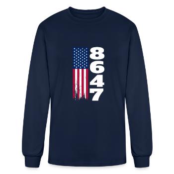 86 47 American Flag 8647 Subtle Anti Trump - Men's Long Sleeve T-Shirt - navy - Front