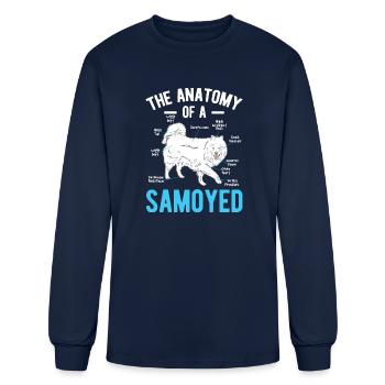 Anatomy Samoyed Siberia Pet Dog Animal Lover Gift - Men's Long Sleeve T-Shirt - navy - Front