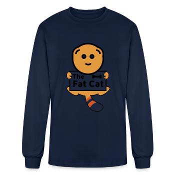 Fat Cat T-shirt Design for - Men's Long Sleeve T-Shirt - navy - Front