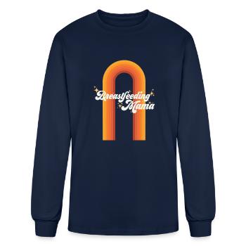 Breastfeeding Mama Warm 70s Rainbow - Men's Long Sleeve T-Shirt - navy - Front