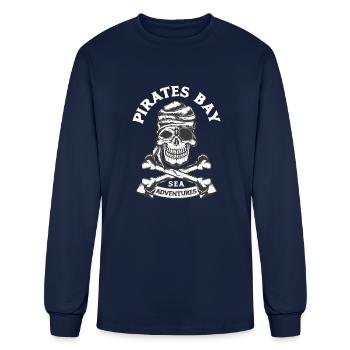 Pirates Bay With Bones Skull Sea Adventures - Men's Long Sleeve T-Shirt - navy - Front